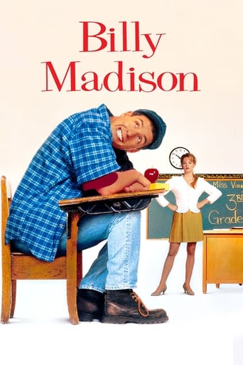 Billy Madison is the 27 year-old son of Bryan Madison, a very rich man who has made his living in the hotel industry. Billy stands to inherit his father's empire but only if he can make it through all 12 grades, 2 weeks per grade, to prove that he has what it takes to run the family business.
