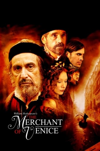 Venice, 1596. Bassanio begs his friend Antonio, a prosperous merchant, to lend him a large sum of money so that he can woo Portia, a very wealthy heiress; but Antonio has invested his fortune abroad, so they turn to Shylock, a Jewish moneylender, and ask him for a loan.